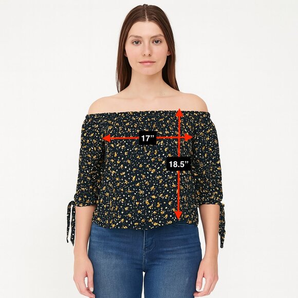 Madewell Black and Gold Off The Shoulder Top Size Small - Picture 2 of 6